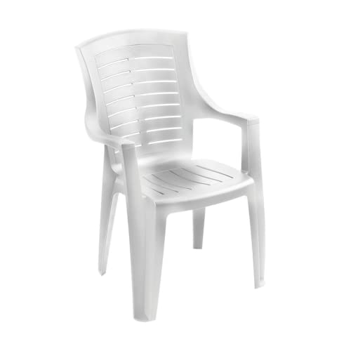 Mondo Viro Juego de comedor de resina blanca mesa y sillas para jardín y porche (sillón)