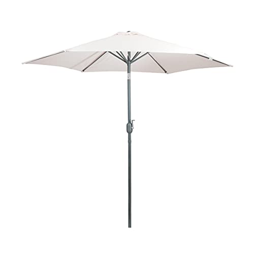 Greemotion Parasol de Jardín Ø 270 cm, Sombrilla Plegable para Patio con Protección UV 35+, Sombrilla Exterior Redonda para Mercado, Balcón, Terraza, Beige