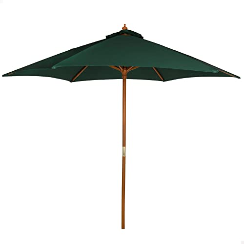 Aktive Garden 53862 - Parasol Hexagonal Diámetro 270 cm, Mástil Madera 38 mm, Color Verde
