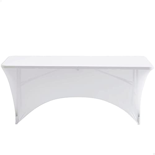 AKTIVE 61547 - Funda mesa jardín blanca, Protector mueble elástico 180 x 76 x 76 cm, resistente con sujeción de refuerzo, exterior