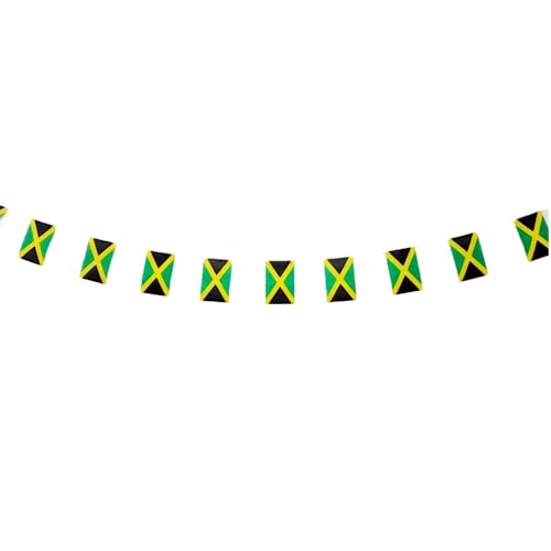Bandera de Jamaica 40 unidades bandera de Jamaica, guirnalda Jamaica 11.4M, banderines Jamaica, bandera Nacional Jamaica 14 x 21 cm para Decoraciones de Bares de Jardín (Jamaica)