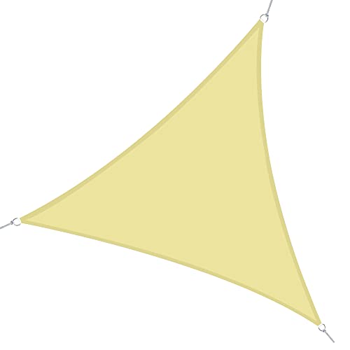 Toldo Vela Triángulo Tipo Sombrilla Parasol para Terraza Jardín y Camping - Color Arena - Polietileno - 3x3x3m