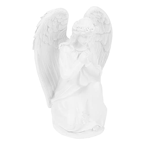 Garneck Estatua Blanca de Resina del Ángel de La Oración Figurita Escultura Alas de Querubín Figura de Ángel Estatua de Jardín de La Guarda para La Decoración de La Mesa del Hogar Estilo