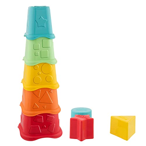 Chicco Torre Apilable 2 en 1, Juguete Clasificador de Formas, 5 Cubos de Diferentes Tamaños y Formas de Colores, Plástico Reciclado, Juguete Educativo para Niños de 6 meses a 3 Años