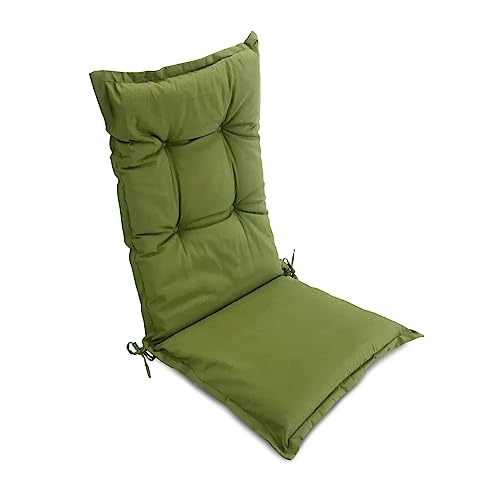 REINO MANSIDI Cojín Acolchado para sillas de jardín, Respaldo Alto, Resistente Rayos UV, Poliéster, 120 x 50 x 6 cm. Cojines para Asientos de sillas de Jardín y Terraza (Verde)