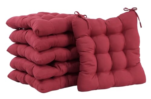 CHELY INTERMARKET - Cojines para sillas 40x40x7,5cm (Rojo) Pack de 6...