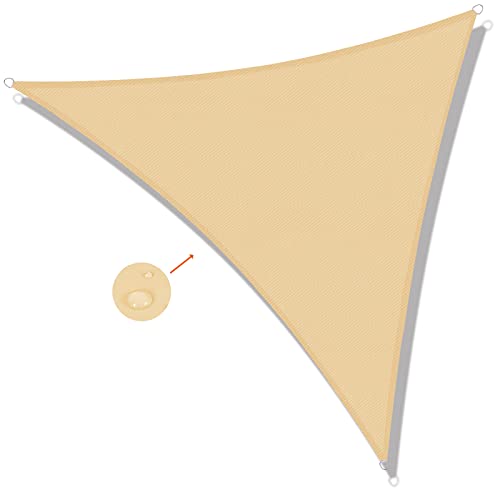 SUNNY GUARD Toldo Vela de Sombra Triangular 3.6x3.6x3.6m Impermeable a Prueba de Viento protección UV para Patio,Jardín, Exteriores, Terraza, Color Arena