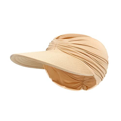 biJerou Gorro de bebé nuevo sombrero vacío para mujer, sombrero de protección solar, sombrero deportivo para mujer, sombrero de visera de playa, sombrero de sol y reflujo, beige, Talla única