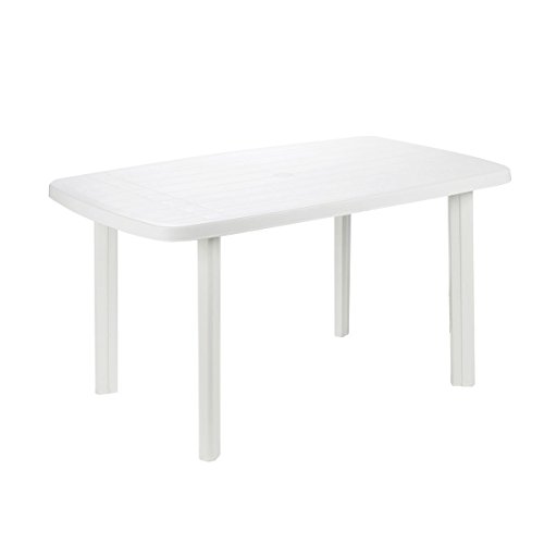PROGARDEN - 9694329 - Mesa modular ovalada, blanco, 137 x 85 x 72 cm