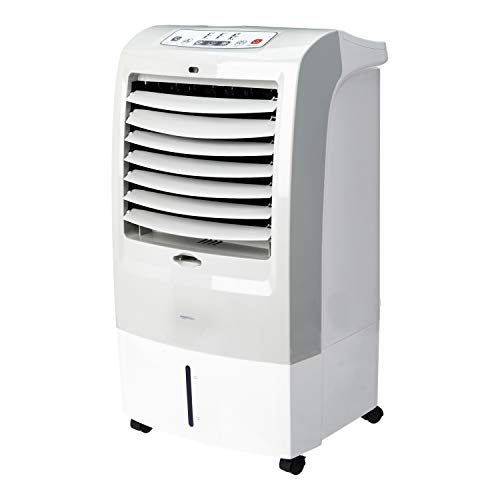Amazon Basics - Enfriador de aire portátil oscilante 3 en 1 (ventilador, humidificador y purificador) con 3 velocidades, temporizador y control remoto, 60 W