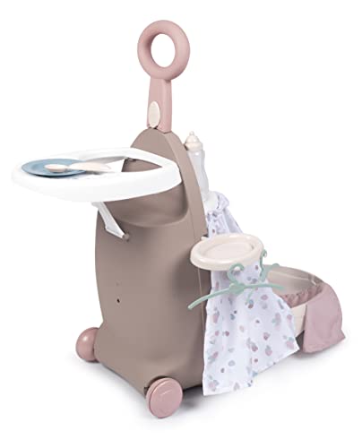 SMOBY Trolley Baby Nurse 3 en 1: Maleta + Trona + Cuna, para Muñecos Bebé de hasta 42 cm (7600220374), Multicolor