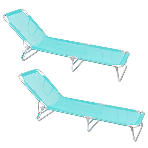 LOLAhome Pack de 2 tumbonas Playa Cama de 3 Posiciones de Aluminio y textileno de 190x58x25 cm (Aguamarina)