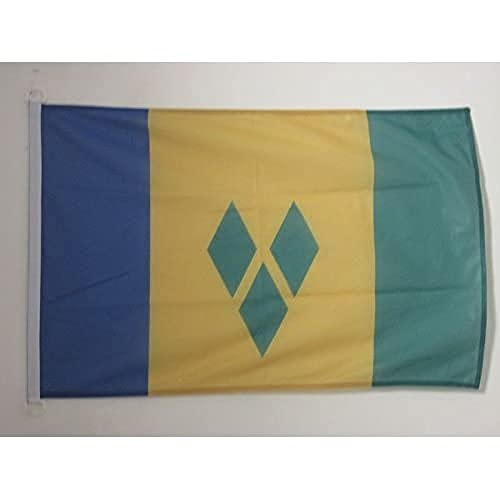AZ FLAG Bandera Nautica de San Vicente Y Las GRANADINAS 45x30cm - Pabellón de conveniencia SANVICENTINA 30 x 45 cm Anillos