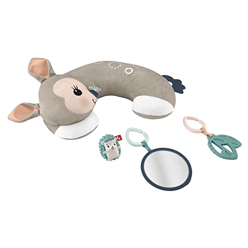 Fisher-Price Cojín mullido Cervatillo, almohadilla de actividades con motivos del bosque y accesorios de juguete, regalo para bebé recién nacido (Mattel HJJ16)