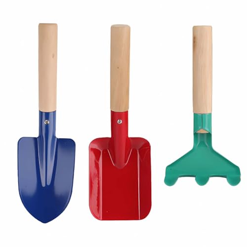 EIHI 3 Piezas de herramientas de jardinería, juego de jardinería para niños, mini con pala, pala, rastrillo, colorido juego de jardín, juguete de jardín, para niños y adultos
