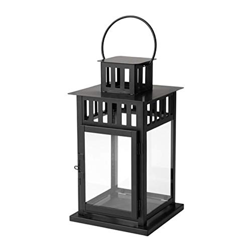IKEA Borrby - Farol para vela de bloque, color negro, para interiores/exteriores, 101.561.09, tamaño 11 pulgadas