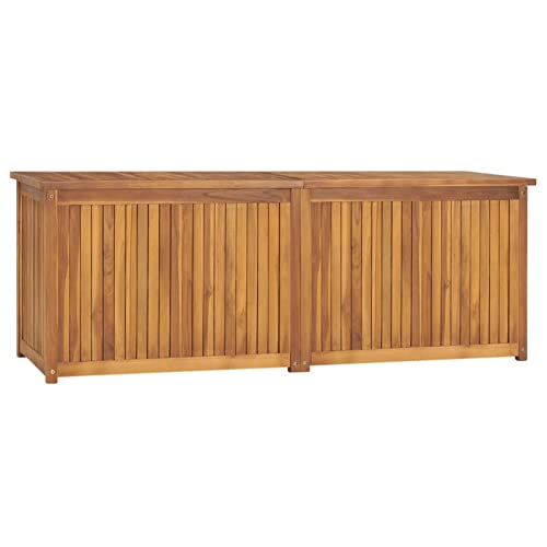 Yolola Baúl de exterior, baúl de madera, baúl de jardín, de madera maciza de teca, 150 x 50 x 55 cm