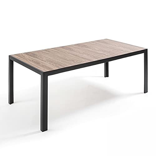 Tivoli – Mesa de jardín, estructura de aluminio y cerámica, aspecto madera