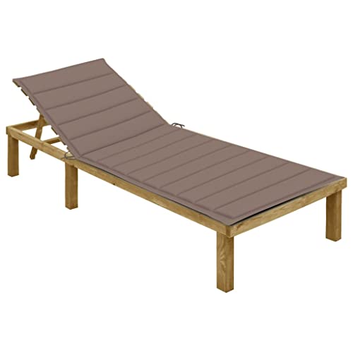 DUALNY Tumbona con cojín de madera de pino impregnada, 200 x 70 x 77 cm, silla de jardín, tumbona de relax, salón, camping, taburete para baño, chaise longue