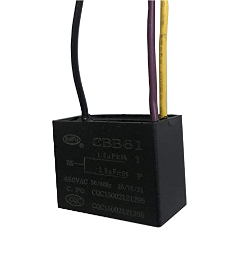 HeyNana Cbb61 1.5 Uf + 2,5 Uf 3 Cables 450Vac Ventilador De Techo Condensador