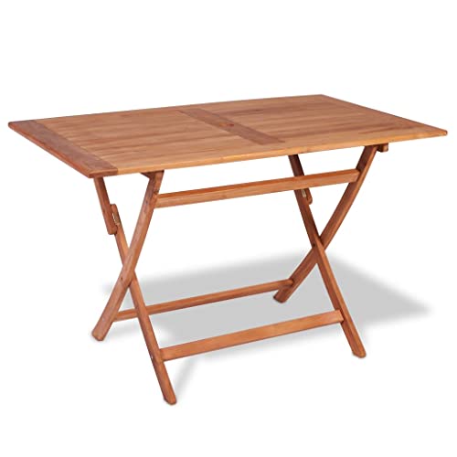 Mesa de jardín, mesa auxiliar mesa de exterior, mesa plegable de jardín, 120 x 70 x 75 cm, madera de teca sólida