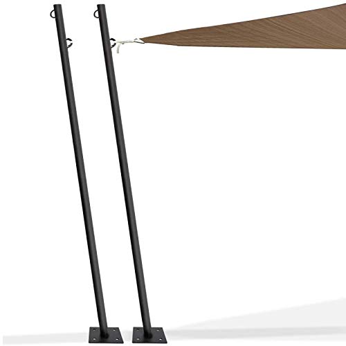 IDMarket – Juego de 2 mástiles de fijación para toldo de sombra (altura 220 cm, postes y bases de acero)
