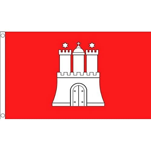 AZ FLAG - Bandera Ciudad - Estado De Hamburgo - 90x60 cm - Bandera Hamburg - Alemania 100% Poliéster Con Ojales de Metal integrados - 50g - Colores Vivos Y Resistente A La Decoloración