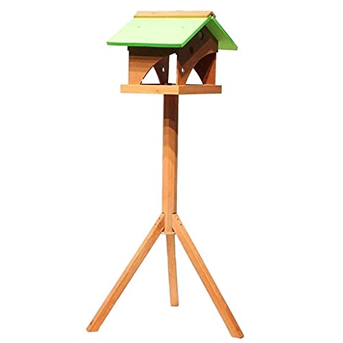 Gallineros de madera maciza Alimentador para exteriores Comedero para pájaros Paloma Gorrión Caja de comida para pájaros Jaula para pájaros Suministros para mascotas Pajareras (Color: Marrón, Tamaño: