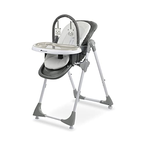 Bebeconfort Kiwi Trona bebé evolutiva reclinable 3 en 1 para bebés de 0 a 36 meses, con hamaca y arco de juego, gran asiento acolchado fácil de limpiar y bandeja extraíble, rey Mist Grey