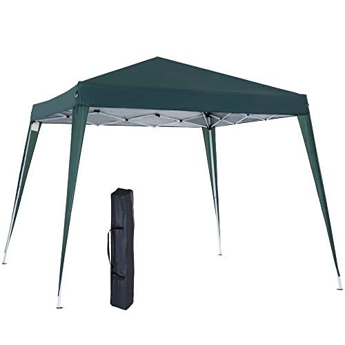 Outsunny Carpa Cenador Plegable para Exterior para Jardín Camping Fiesta Tienda Eventos – Color Verde Oscuro – Acero y Oxford - 3 x 3m