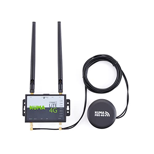 KUMA Connect Pro Kit - Router Lite 4G WiFi con Móvil SIM Desbloqueada y Antena para Techo - Paso de Señal 4G LTE a Punto de Acceso Inalámbrico Internet para Casa Jardín Autocaravana Caravana Barco
