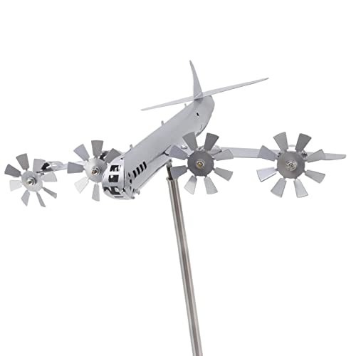 Biitfuu Escultura de Viento de Avión Molino de Viento de Acero Inoxidable Decoración de Avión Energía Eólica Rotación Giratoria de Metal con Jardín Adorno de Molino de Viento Decoración Esculturas de