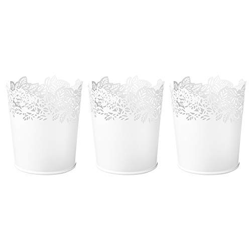 IKEA SAMVERKA - Macetas de acero (9 cm), color blanco