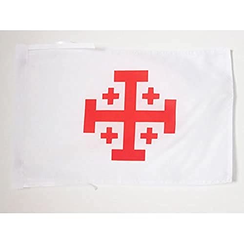 AZ FLAG Bandera del Orden Santo SEPULCRO DE JERUSALÉN 45x30cm - BANDERINA Cristiana 30 x 45 cm cordeles