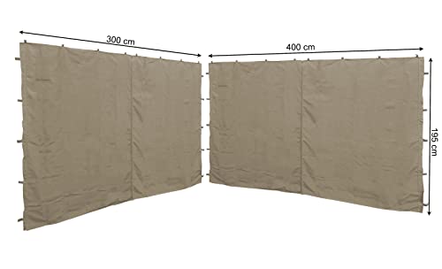 QUICK STAR 2 Paneles Laterales con Cremallera 400/300x197cm para pabellones 3x4m Pared Lateral Beige RAL 1001