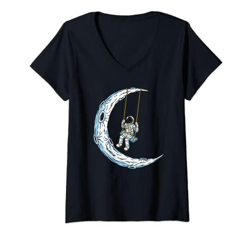 Mujer Columpio Luna Camiseta Cuello V