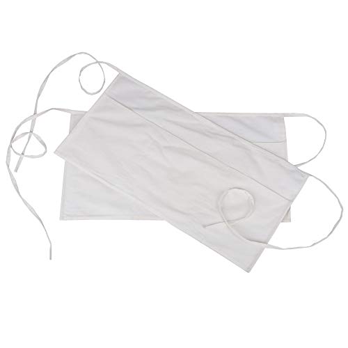 Delantal cintura blanco Hombre Mujer Paquete de 2 delantales algodón con 3 bolsillos para camareros, chef, cocina, respaldo, barra, jardinería, delantal algodón blanco - 61x30 cm