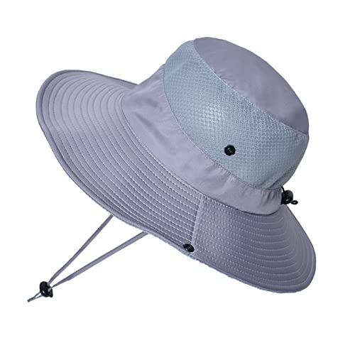 INSISMY Sombrero de pesca para hombres y mujeres, sombrero de senderismo con protección solar UPF 50+, sombrero de cubo de ala ancha inflable para jardín, gris claro, Talla única
