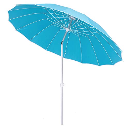 LOLAhome Parasol sombrilla Azul con Varillas Flexibles de Fibra de Carbono y mástil de Aluminio de Ø 250 cm