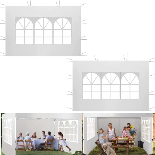 Paneles Laterales para Carpa Cenador con Ventana, 2PACK 2 x 3M Panel Lateral Gazebo de Tela Oxford 210D, Panel Lateral de Repuesto para Cenador de Jardín Exterior