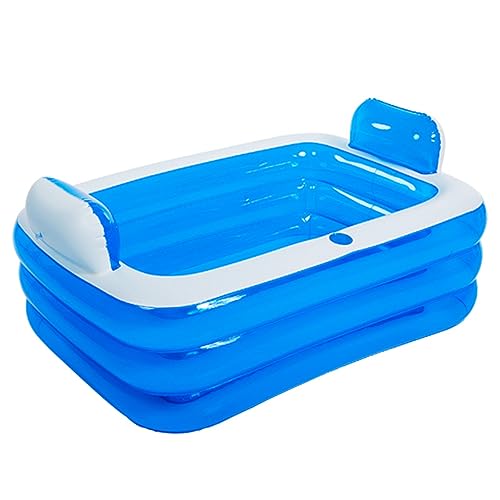 Aoguaro Bañera inflable portátil de spa, bañera de hidromasaje para 2 personas, tamaño adulto con respaldo y drenaje, PVC grueso plegable, para el hogar, al aire libre, viajes, piscinas