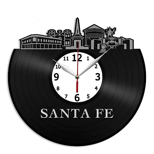 Reloj de Pared de Vinilo,Santa Fe Estilo Retro,Gran Reloj,decoración Reloj de Pared para salón,Cocina,para el hogar Arte de la Pared,12 Pulgadas