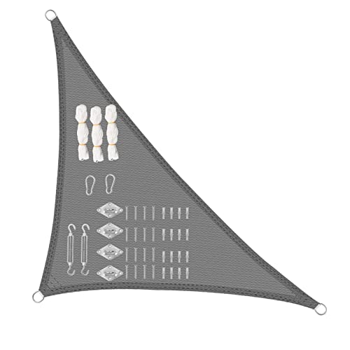 WOLTU Toldo Vela Triangular 4,2 x 4,2 x 6 m, protección Solar HDPE, Transpirable, protección UV, Kit de Montaje para Toldo