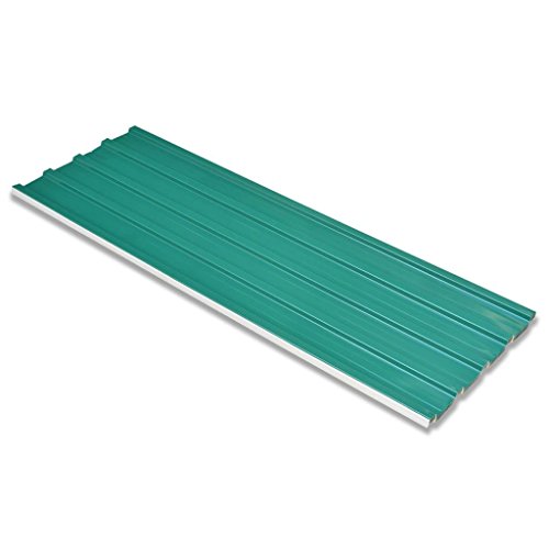 Festnight Panel para Tejado 12 Piezas - Color de Verde Material Acero Galvanizado, 129x45 cm