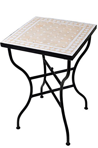 mosaico mesa auxiliar mesa inspiración natural/blanco, 50 x 50 cm Nuevo