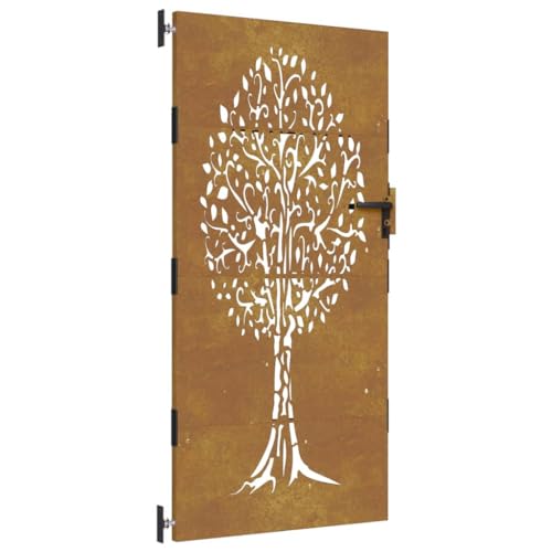 vidaXL Puerta de jardín Acero corten diseño árbol 85x175 cm