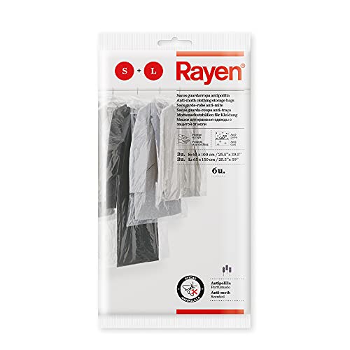 Rayen | Sacos guardarropa antipolilla y antipolvo| Funda de armario | Protege tu ropa | Pack 6 unidades | Talla S (3u): 65x100cm | Talla L (3u): 65x150cm