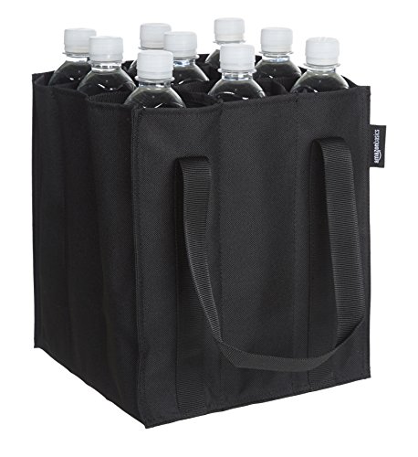 Amazon Basics - Bolsa para botellas, 9 compartimentos, botellas de 0,75 l, Negro