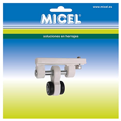 MICEL - 92583 - Polea corredera para pérgola, Con doble rodamiento, Extensión de 20 mm, Color blanco, 65 x 18,5 x 48 mm
