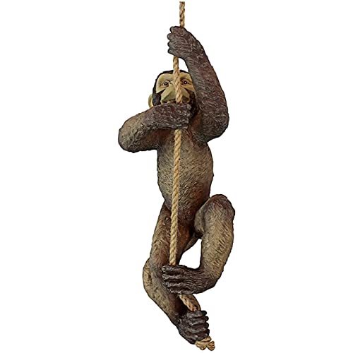 Chimpancé de animales de jardín colgante mono bebé trepador de árboles resina artesanía estatua decoración Buena suerte (B, talla única)